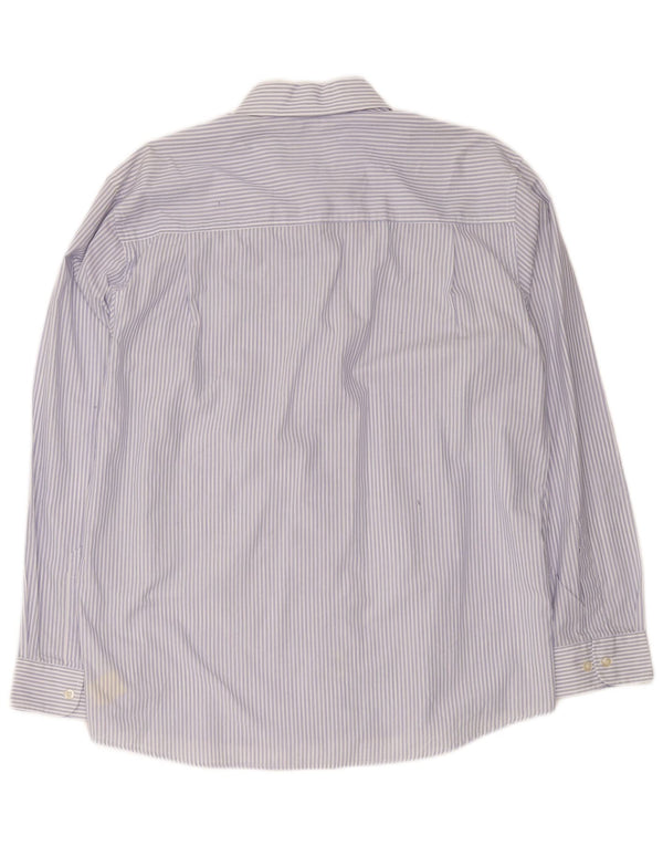 M&Co Mens Regular Fit Shirt Large Blue Striped Cotton Classic
