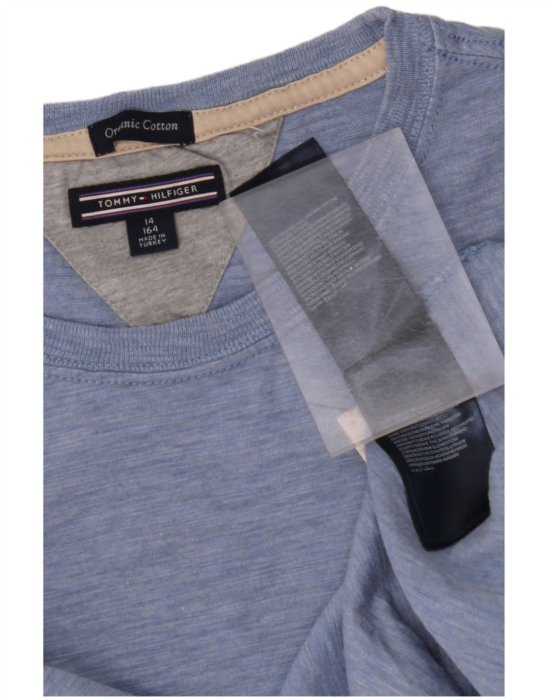 TOMMY HILFIGER Boys T-Shirt Top 13-14 Years Blue Flecked Cotton