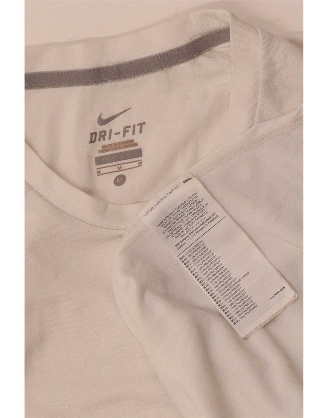 Nike Mens Dri Fit T-Shirt Top Medium White Polyester