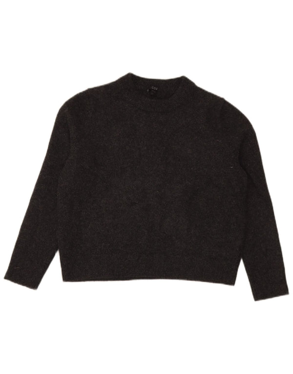 Cos Womens Crop Crew Neck Jumper Sweater UK 14 Medium Grey Cashmere