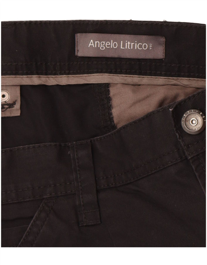 ANGELO LITRICO Mens Cargo Bermuda Shorts EU 58 4XL W42  Black Cotton