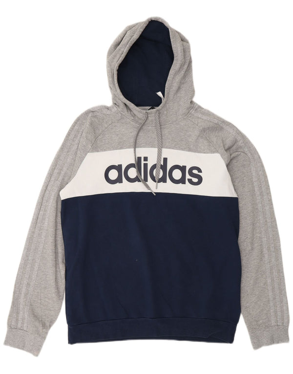 ADIDAS Mens Graphic Hoodie Jumper Large Multicoloured Colourblock Cotton