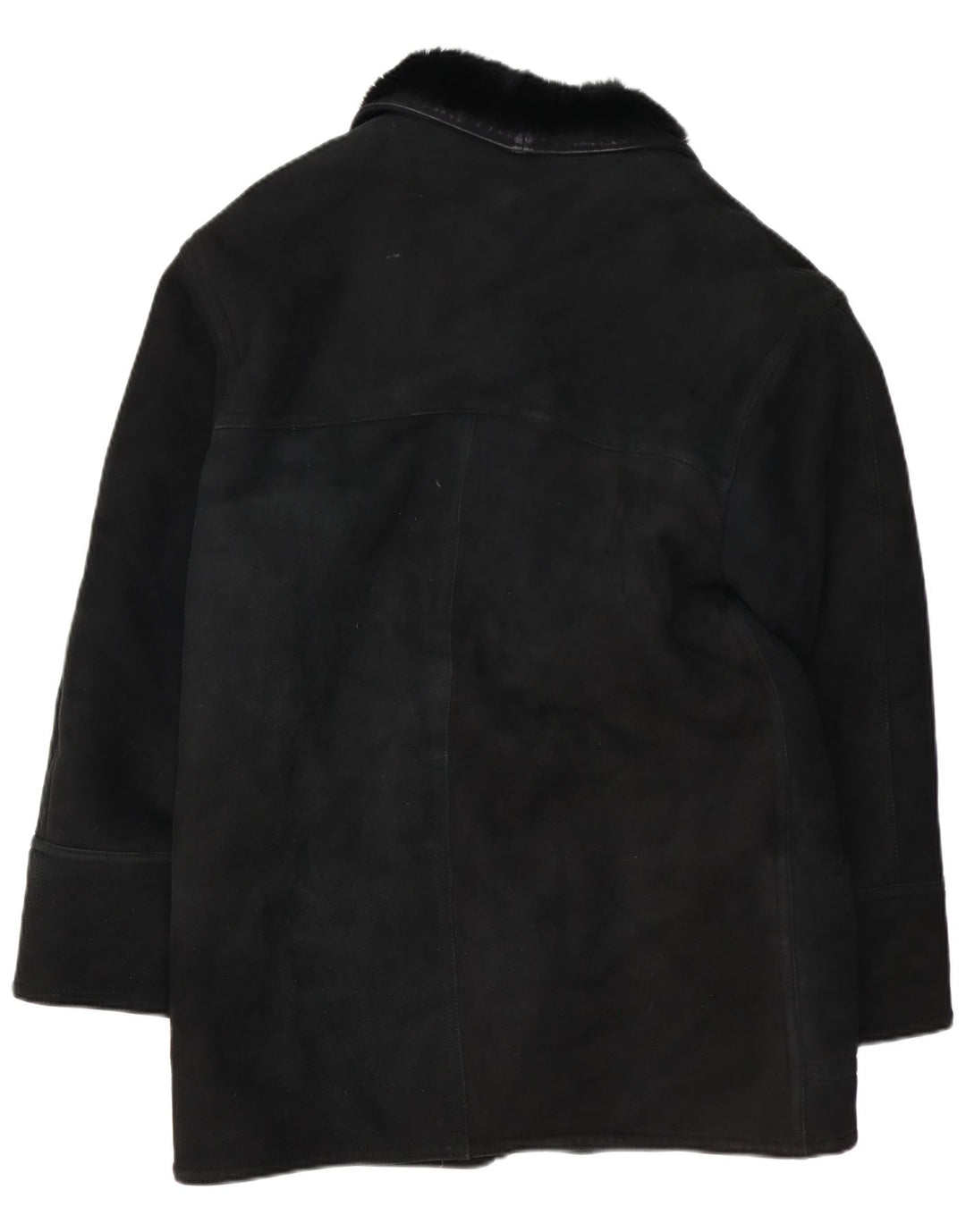 VINTAGE Mens Shearling Overcoat IT 48 Medium Black Shearling