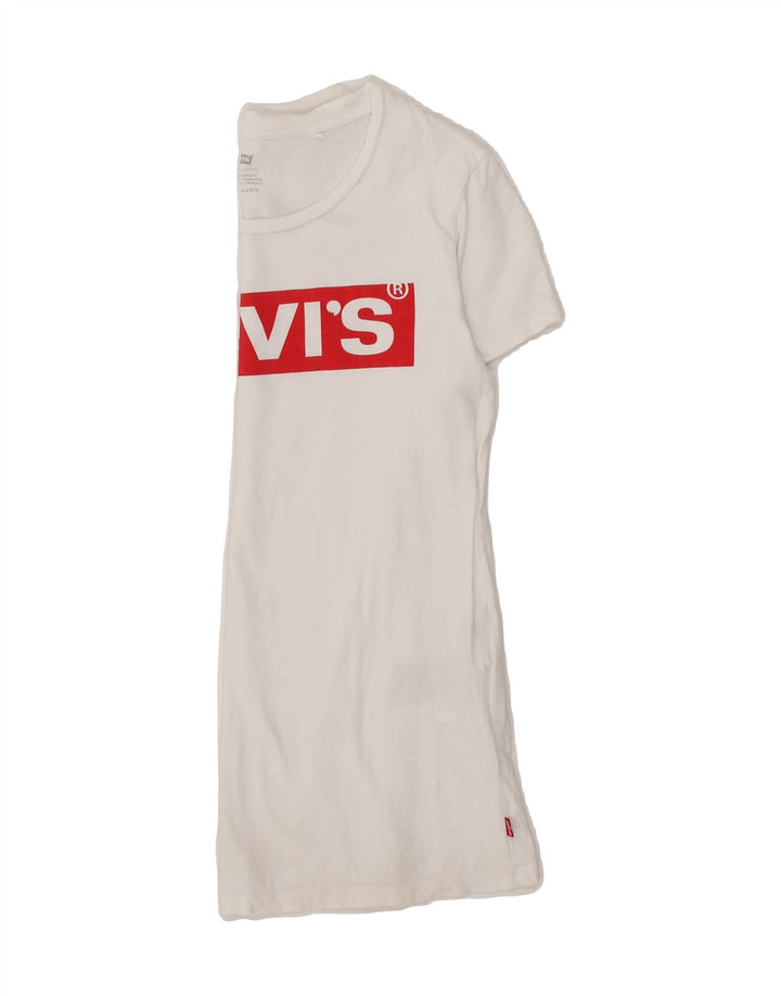 LEVI'S Womens Graphic T-Shirt Top 2XS White Cotton Vintage Levi's and Second-Hand Levi's from Messina Hembry 