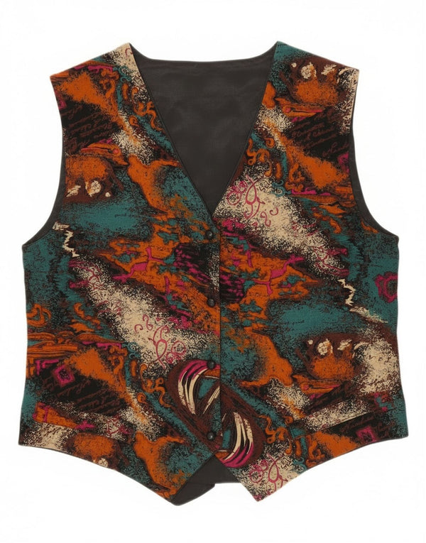 Vintage Womens Abstract Pattern Waistcoat UK 14 Medium Multicoloured