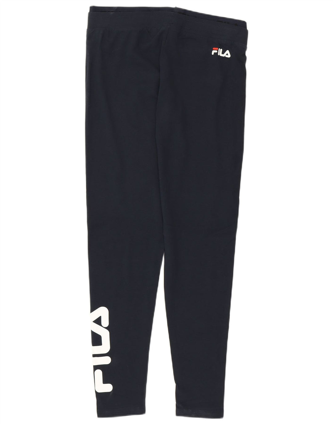 Fila Womens Graphic Leggings UK 14 Large Navy Blue Cotton