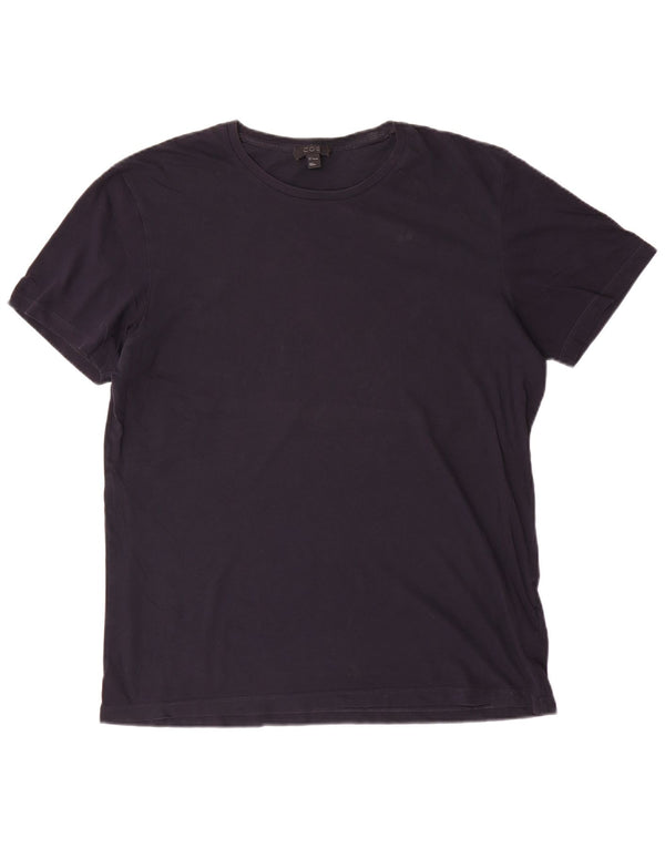 Cos Mens T-Shirt Top Large Navy Blue Cotton