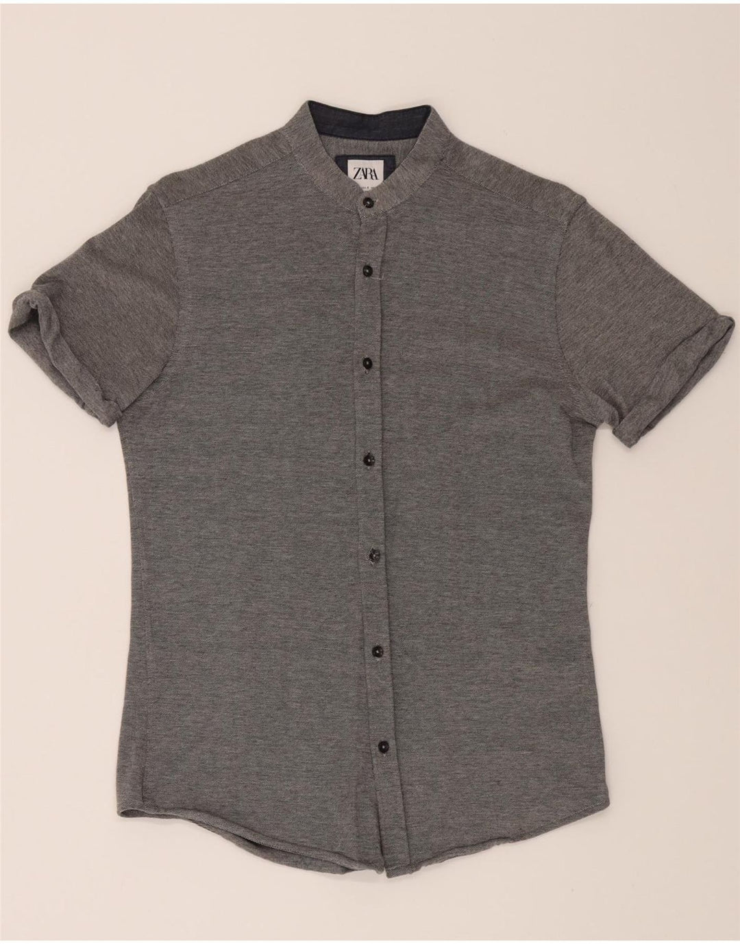 ZARA Mens Slim Fit Short Sleeve Shirt Small Grey Vintage Zara and Second-Hand Zara from Messina Hembry 