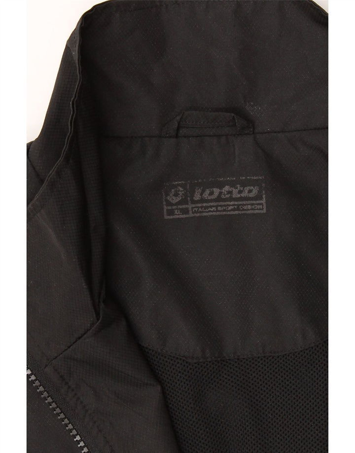 LOTTO Mens Graphic Tracksuit Top Jacket XL Black Polyester Vintage Lotto and Second-Hand Lotto from Messina Hembry 