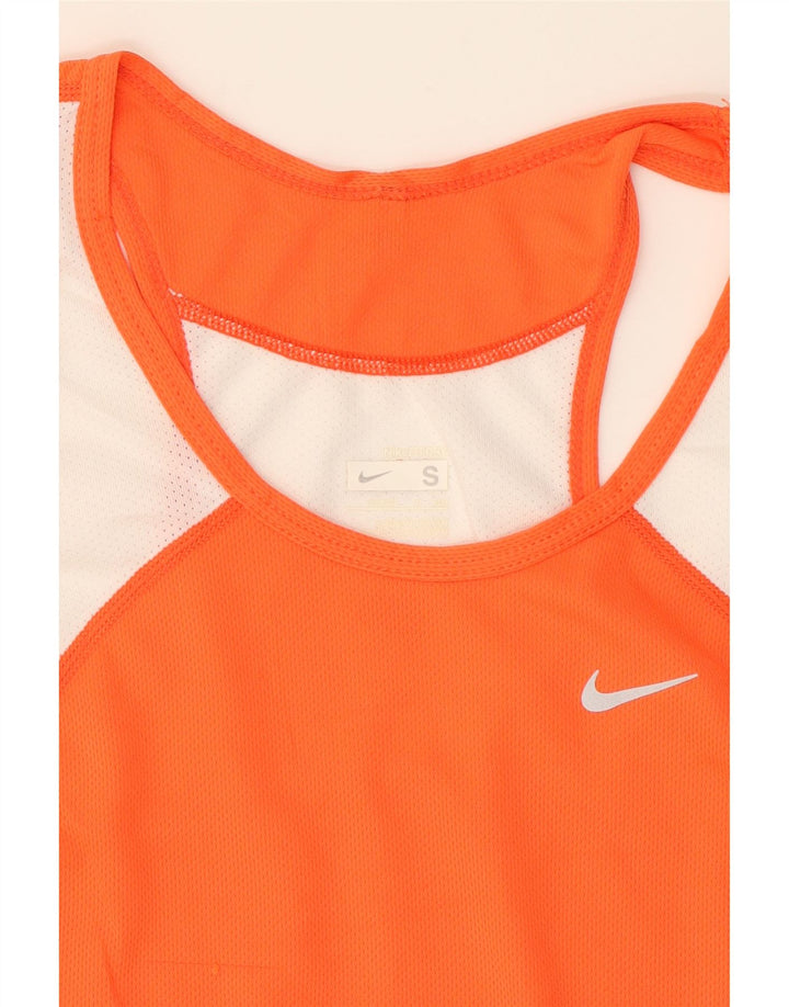 NIKE Womens Vest Top US 4/6 Small Orange Colourblock Polyester Vintage Nike and Second-Hand Nike from Messina Hembry 