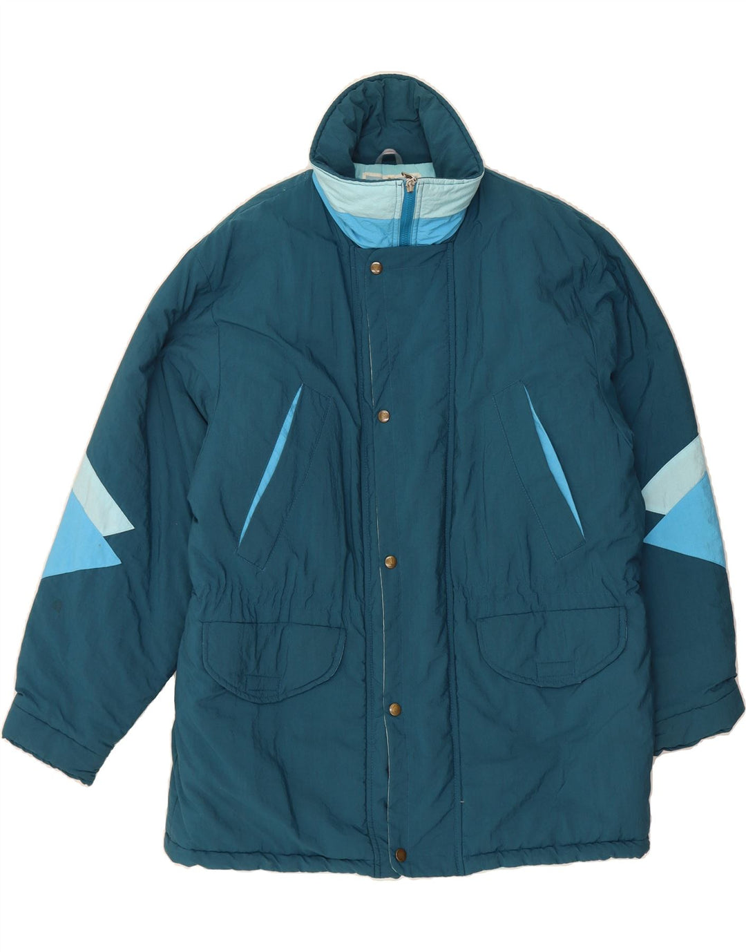 VINTAGE Mens Windbreaker Jacket IT 50 Large Blue Colourblock Cotton Vintage Vintage and Second-Hand Vintage from Messina Hembry 