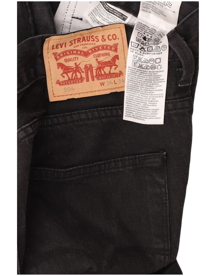Levi's Mens 504 Straight Jeans W34 L34 Black Cotton