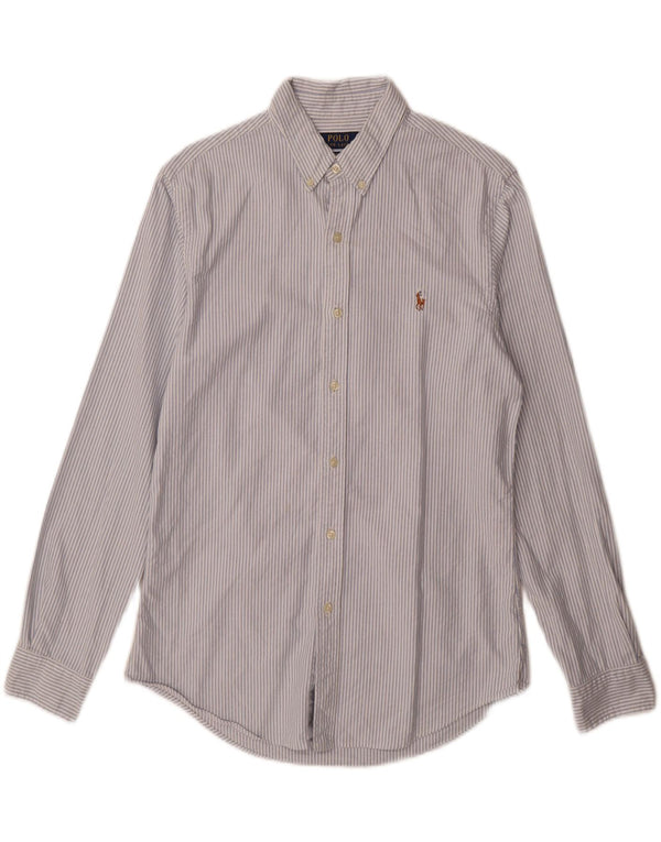 Polo Ralph Lauren Mens Slim Fit Shirt Medium Blue Pinstripe Cotton