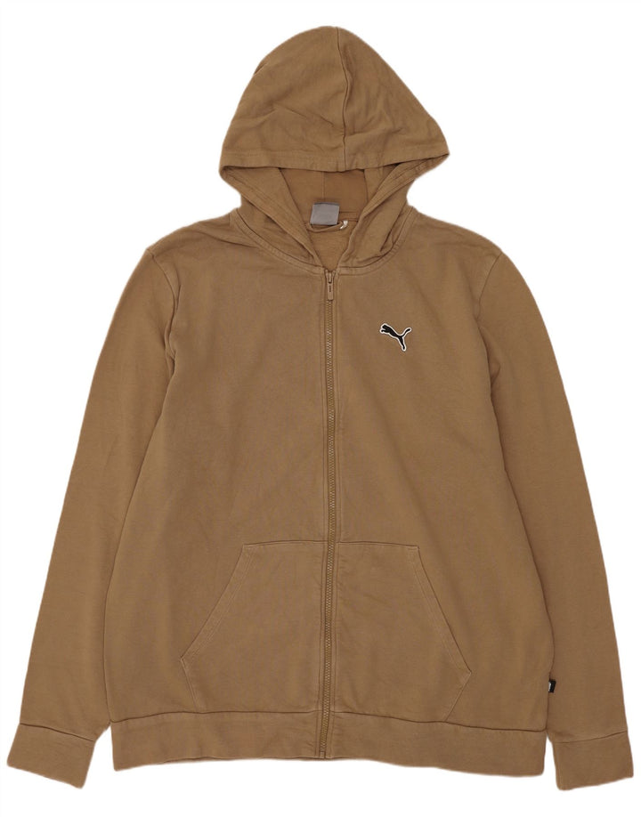Puma Mens Zip Hoodie Sweater XL Brown Cotton