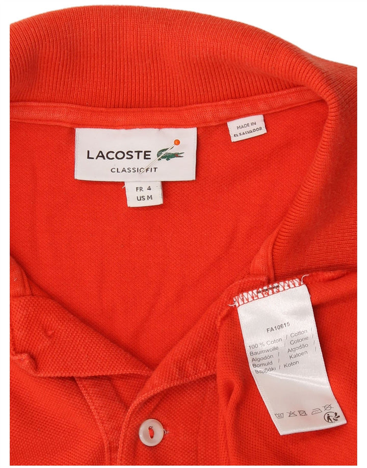 LACOSTE Mens Classic Fit Polo Shirt Size 4 Medium Orange Cotton