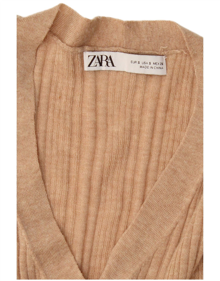 ZARA Womens Cardigan Sweater UK 10 Small Beige