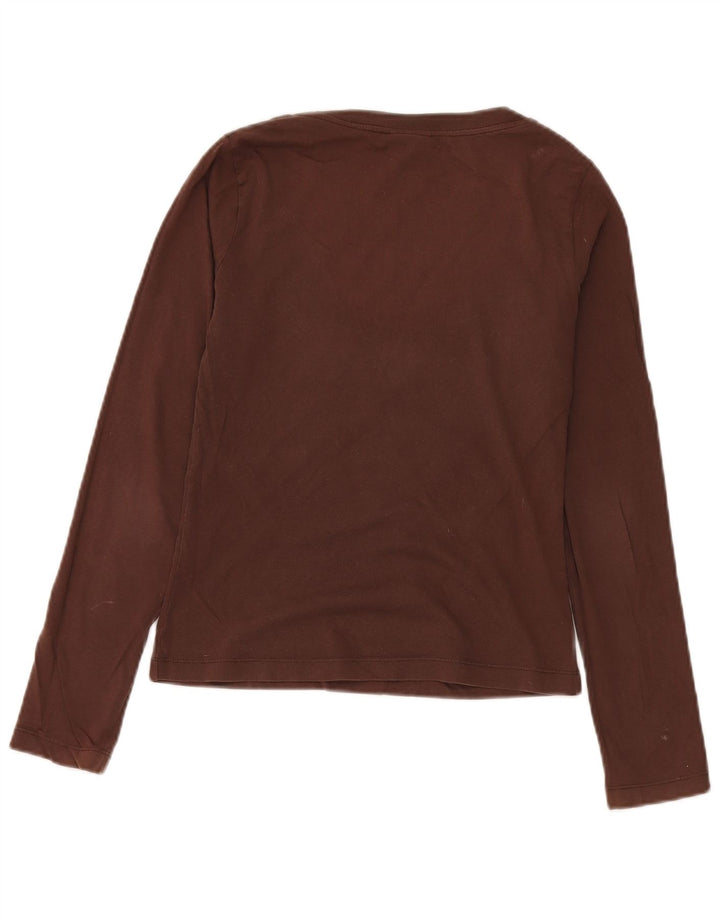 Datch Womens Graphic Top Long Sleeve UK 10 Small Brown