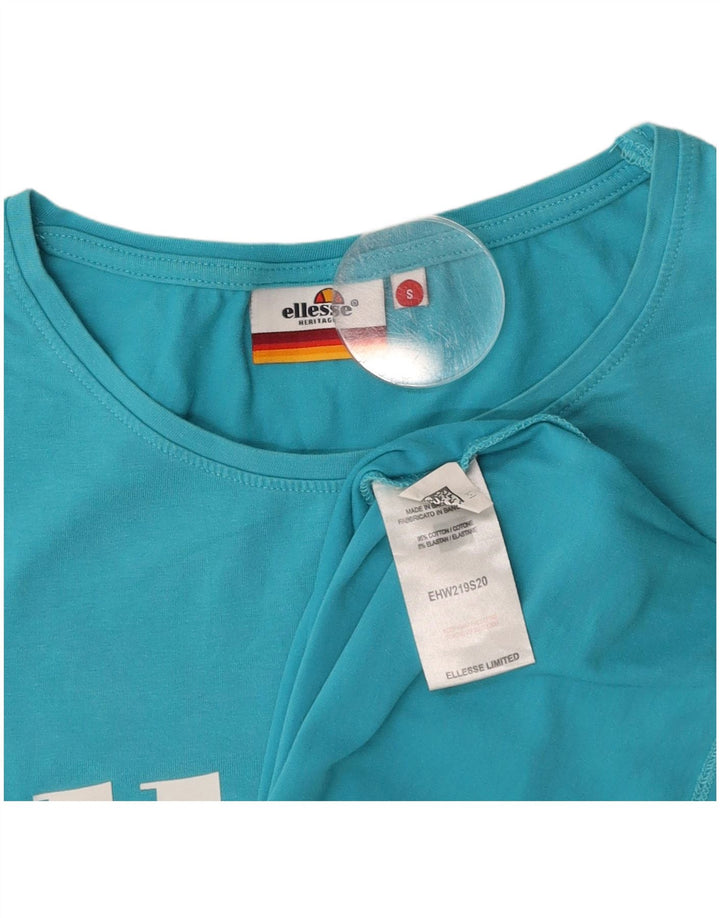 ELLESSE Womens Heritage Graphic T-Shirt Top UK 10 Small Blue Cotton