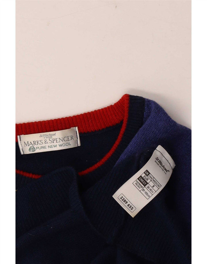 Marks & Spencer Mens Crew Neck Jumper Sweater Medium Navy Blue