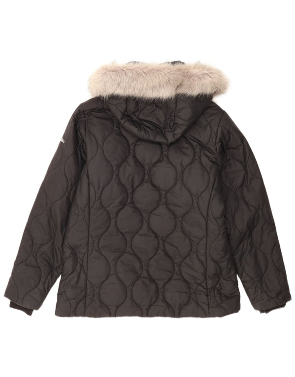 Columbia Womens Hooded Padded Jacket UK 16 Large Black Polyester