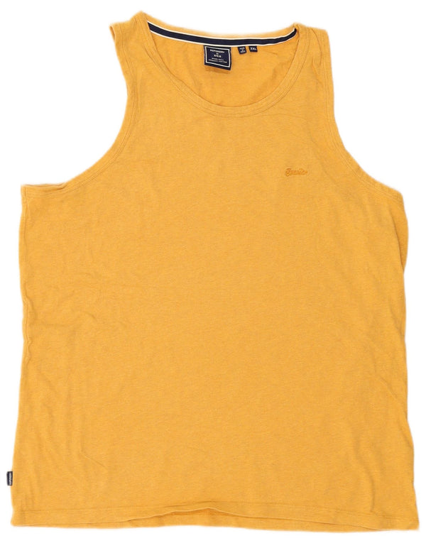 Superdry Mens Vest Top 2XL Yellow Cotton