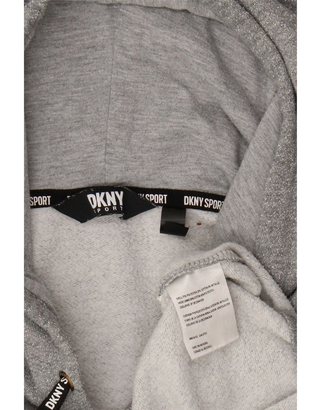 DKNY Womens Graphic Oversized Hoodie Jumper UK 14 Medium Grey Polyester