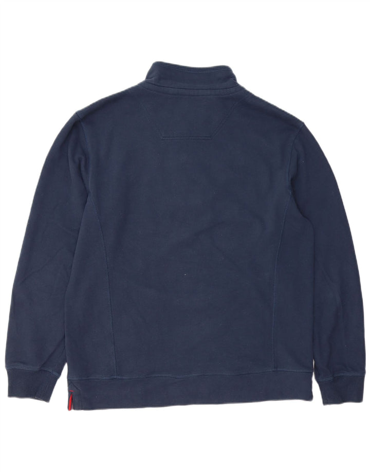 Joules Mens Button Neck Sweatshirt Jumper Medium Navy Blue Cotton