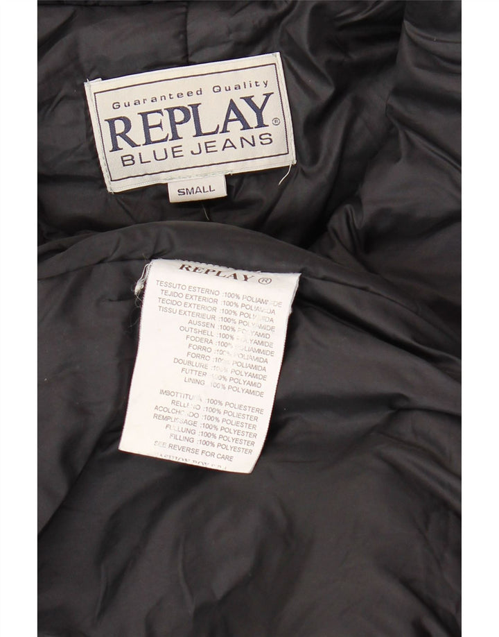 REPLAY Womens Loose Fit Padded Coat UK 10 Small Black Polyester