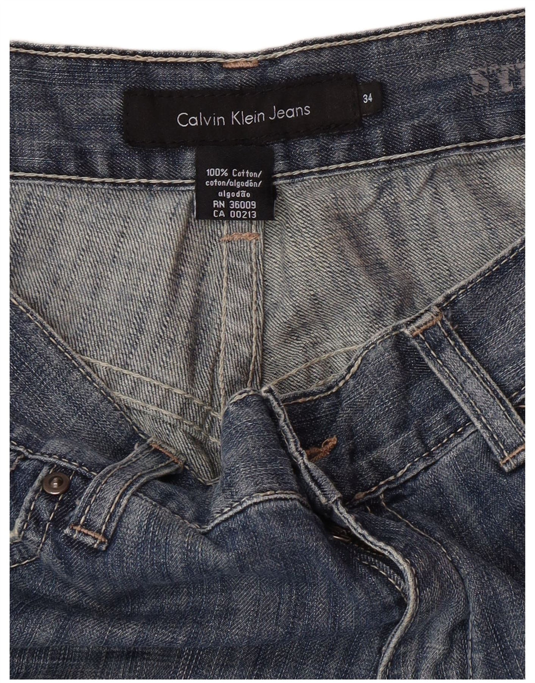 CALVIN KLEIN Mens Straight Jeans W34 L30 Blue Cotton