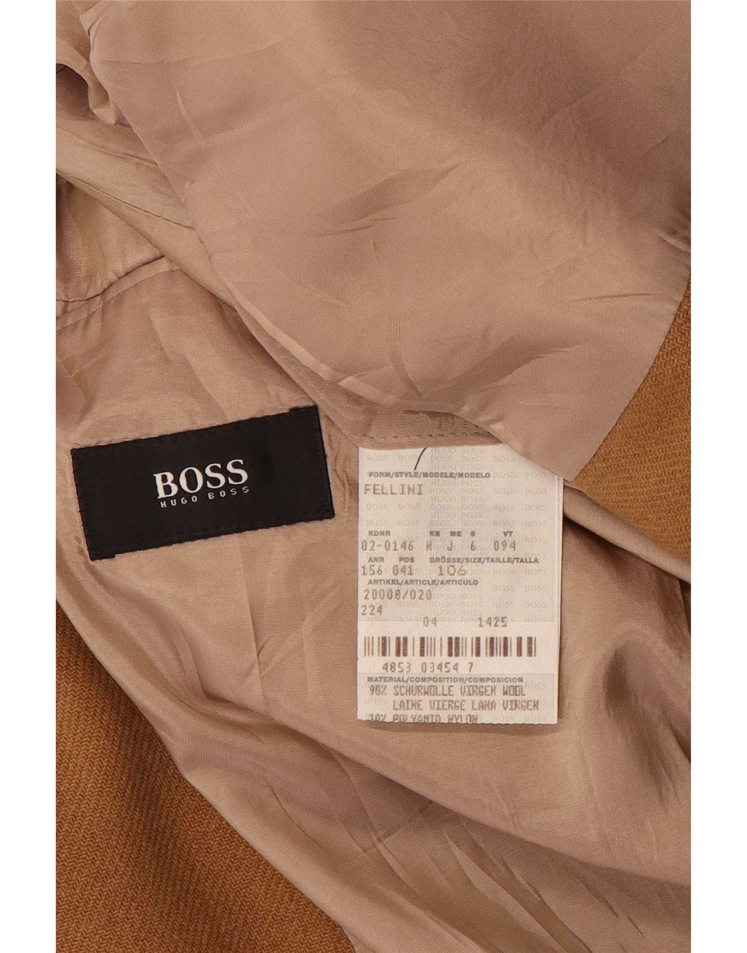 Hugo Boss Mens 3 Button Blazer Jacket UK 42 XL Beige Wool