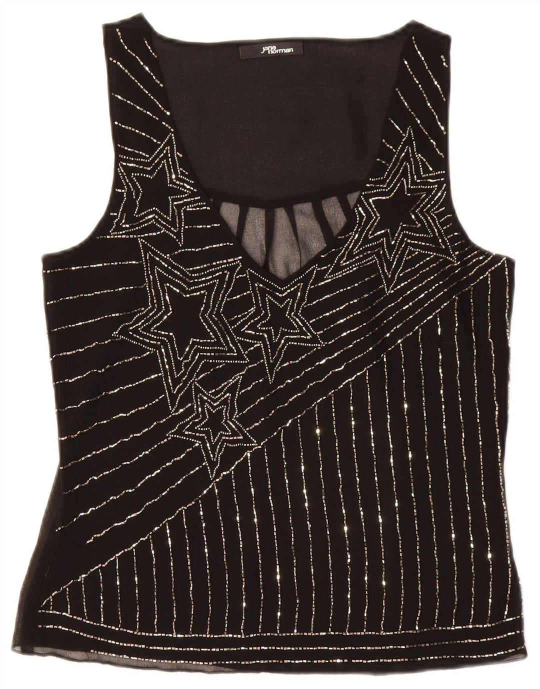 JANE NORMAN Womens Sleeveless Blouse Top UK 8 Small  Black Striped