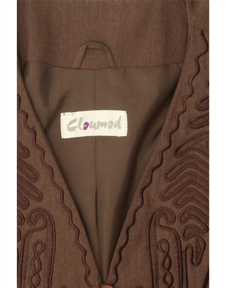 VINTAGE Womens Longline 9 Button Blazer Jacket EU 36 Small Brown Polyester Vintage Vintage and Second-Hand Vintage from Messina Hembry 