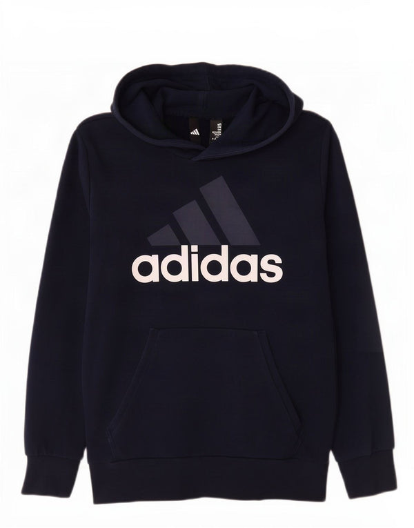 Adidas Mens Graphic Hoodie Jumper Medium Navy Blue Cotton