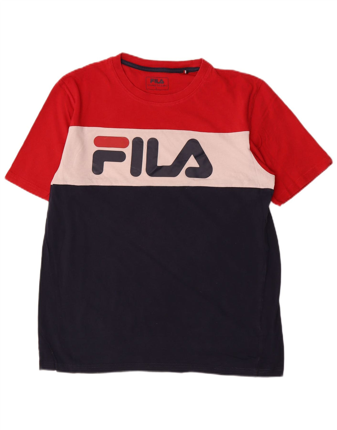 Fila Mens Graphic T-Shirt Top Large Multicoloured Colourblock
