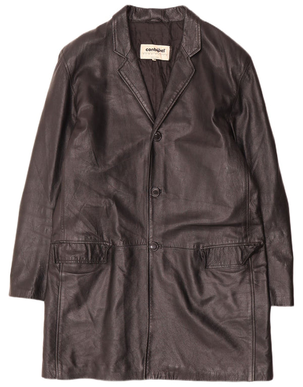 Conbipel Mens Leather Coat IT 52 Large Black