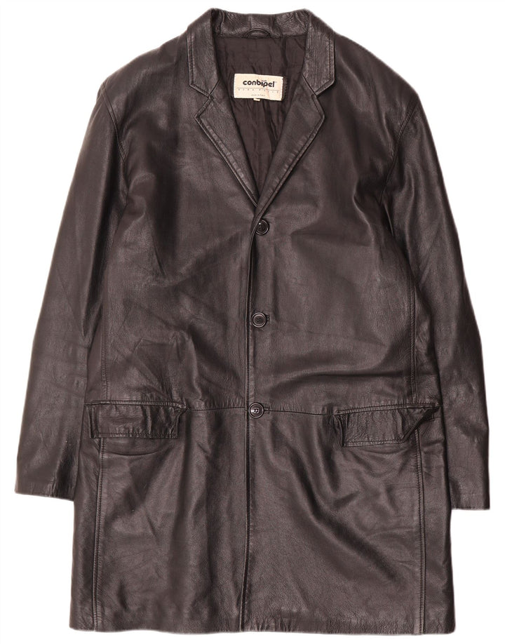 Conbipel Mens Leather Coat IT 52 Large Black