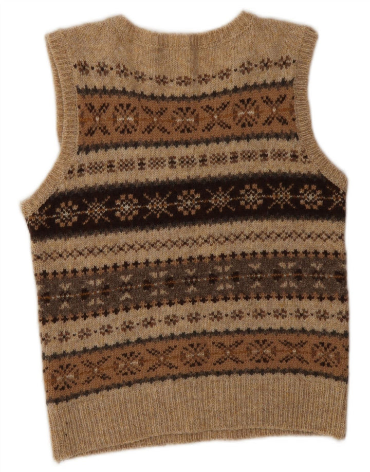 MOLOH Womens Vest Tank Top Size 1 Small Brown Fair Isle Wool Classic