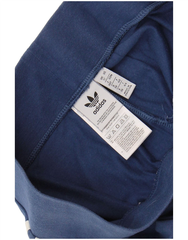 ADIDAS Womens Leggings UK 12 Medium  Navy Blue Cotton