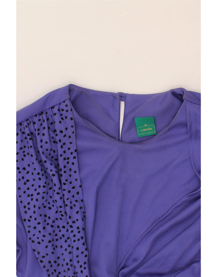 CANDA Womens 1/2 Sleeve Drop Waist Dress EU 40 Medium Purple Polyester Vintage Canda and Second-Hand Canda from Messina Hembry 