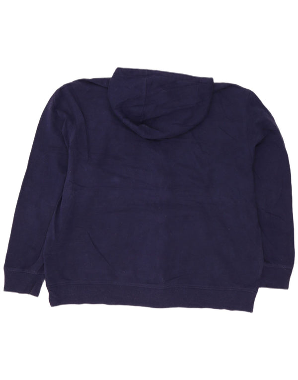 IZOD Mens Zip Hoodie Sweater Large Navy Blue Cotton