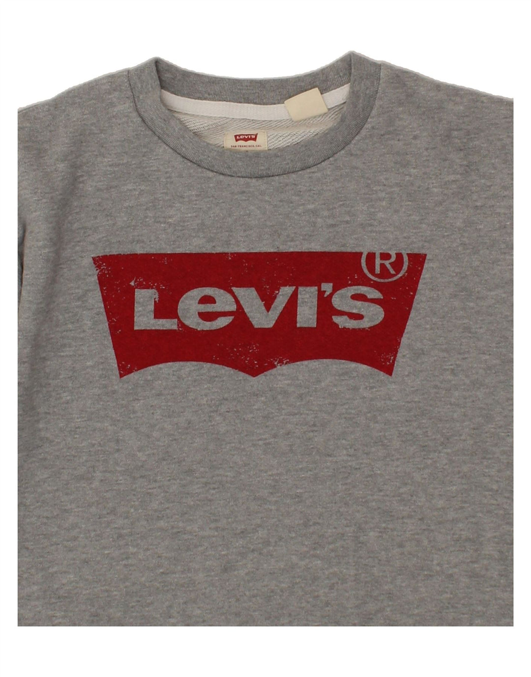 LEVI'S Womens Oversized Graphic Sweatshirt Jumper UK 10 Small Grey Cotton Vintage Levi's and Second-Hand Levi's from Messina Hembry 