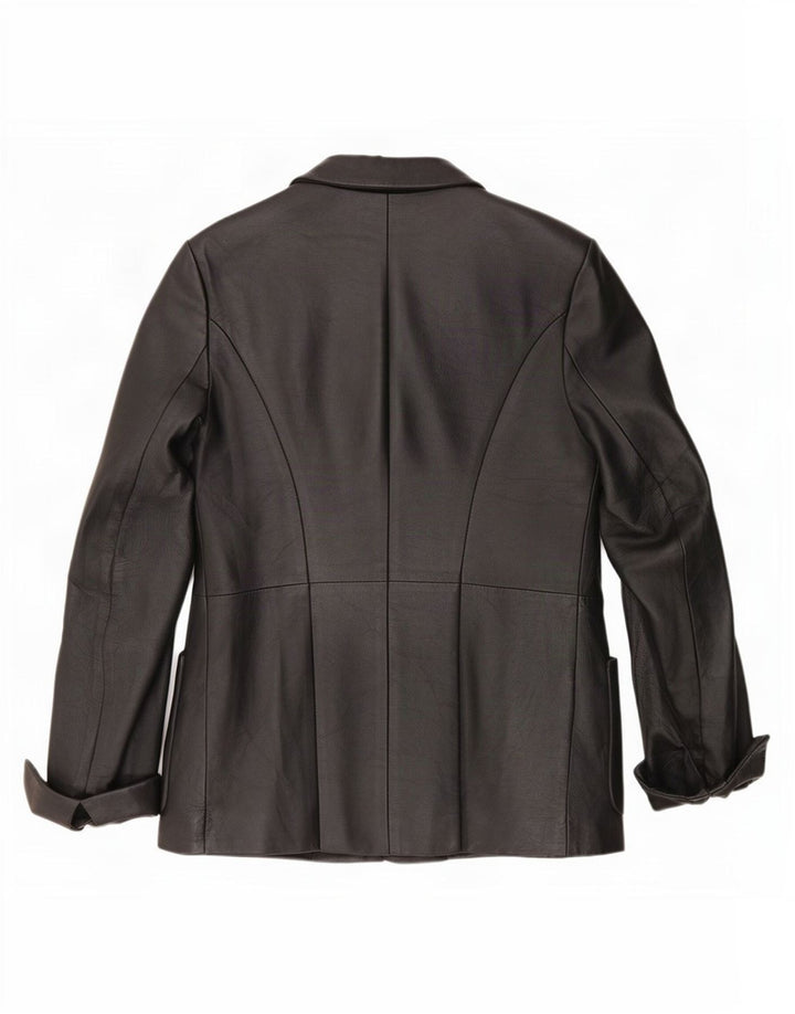 Vintage Womens 3 Button Leather Blazer Jacket IT 46 Large Black