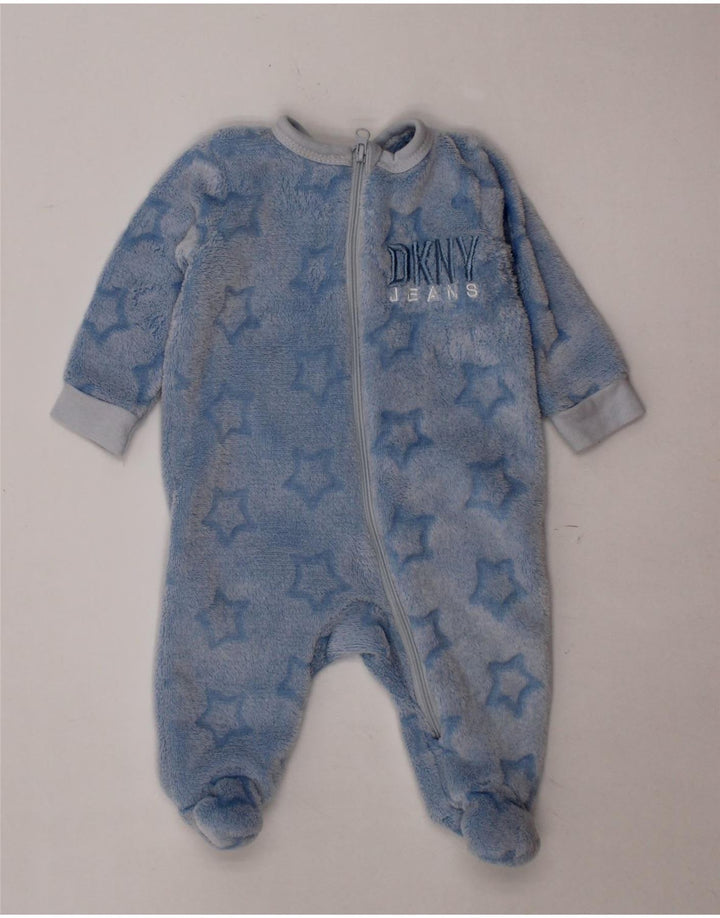 DKNY Baby Boys Abstract Pattern Fleece Jumpsuit 0-3 Months  Blue Polyester
