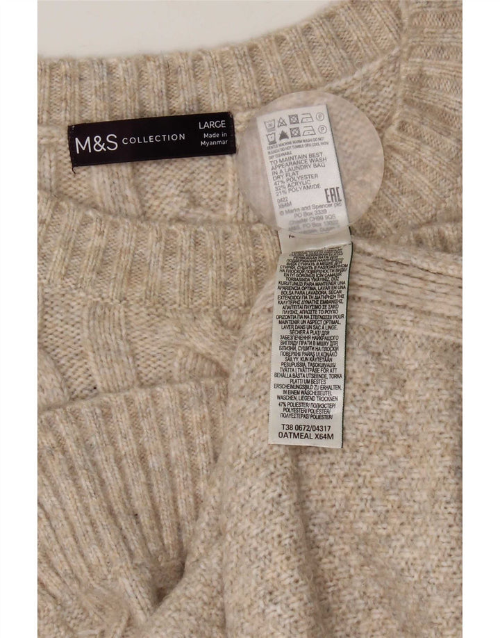 Marks & Spencer Womens Vest Tank Top UK 16 Large Beige Polyester
