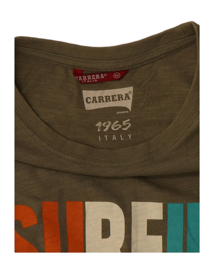 Carrera Mens Graphic T-Shirt Top Medium Khaki Flecked