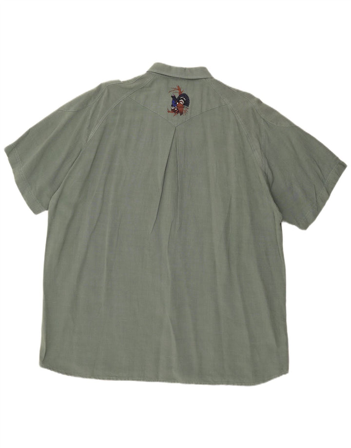 Vintage Mens Short Sleeve Shirt 2XL Green
