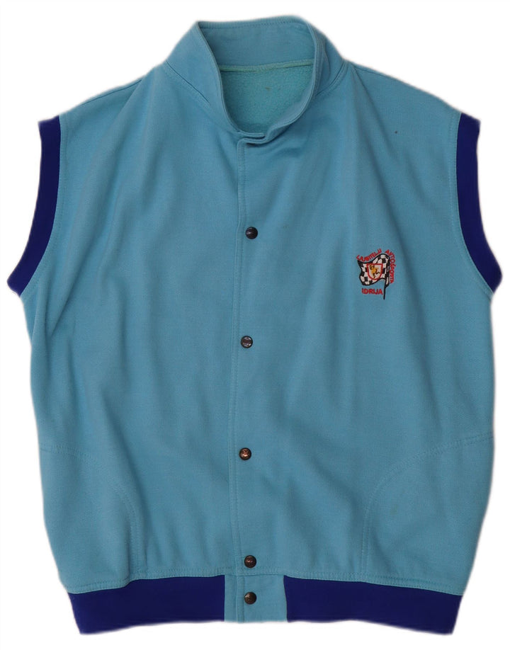 Vintage Mens Sleeveless Tracksuit Top Jacket Large Blue Colourblock