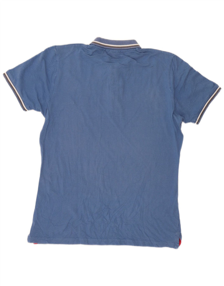 Fila Mens Polo Shirt Large Blue Striped
