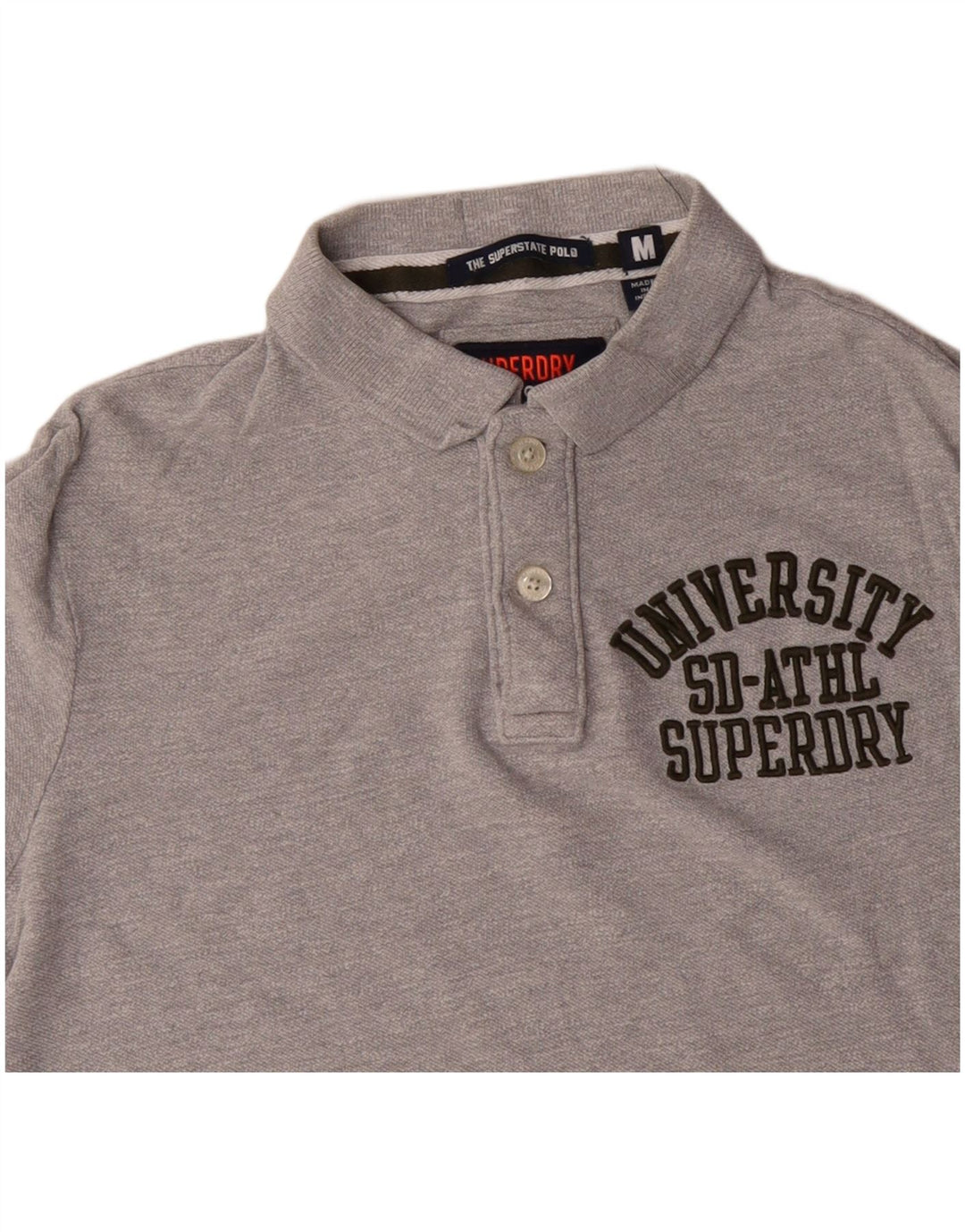 SUPERDRY Mens Graphic Polo Shirt Medium Grey Cotton
