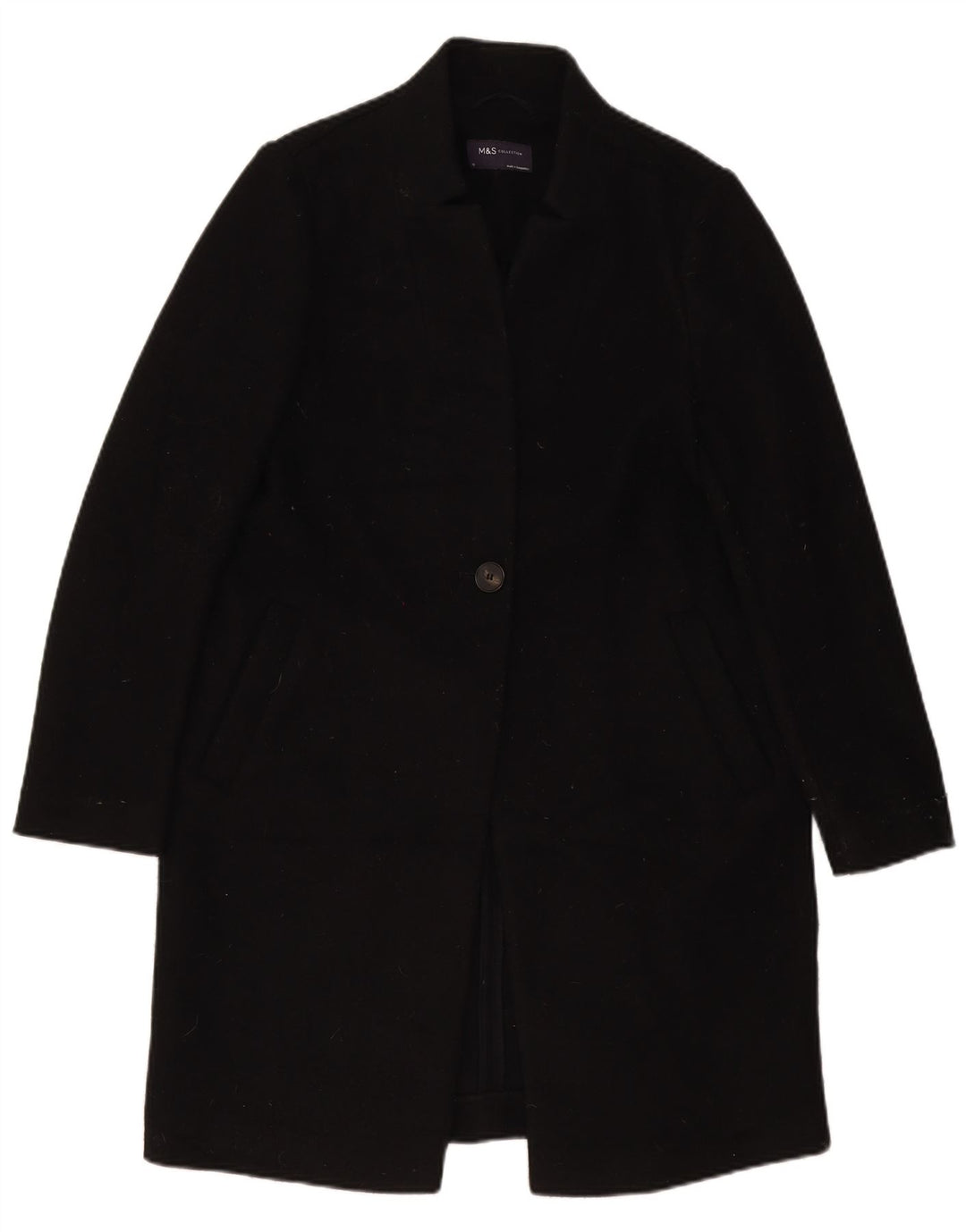 Marks & Spencer Womens Overcoat UK 10 Small Black Polyester